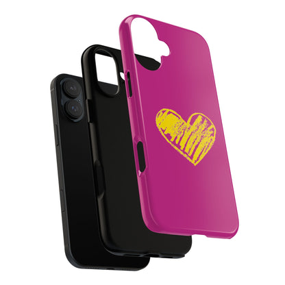 Yellow Heart, Pink Phone Case