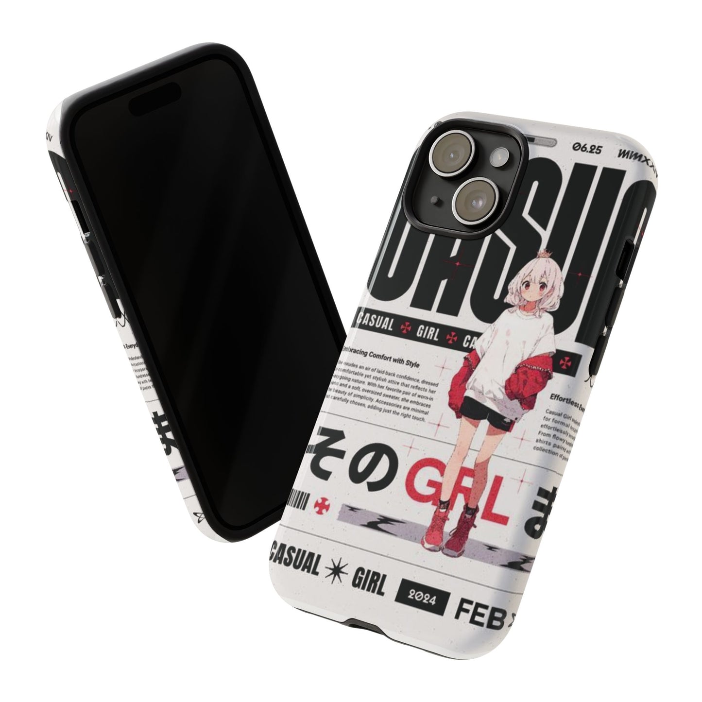 "Casual Girl" Anime Phone Cases for iPhone, Samsung Galaxy, and Google Pixel, Pick your size