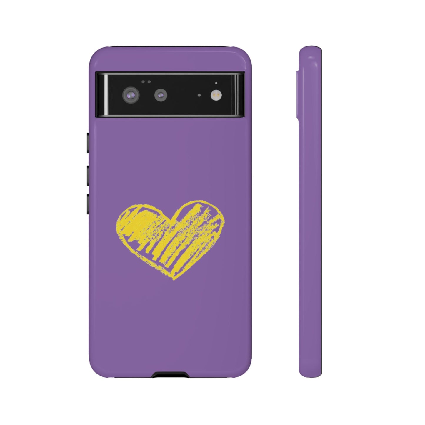 Yellow Heart, Purple Phone Case