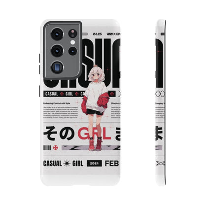 "Casual Girl" Anime Phone Cases for iPhone, Samsung Galaxy, and Google Pixel, Pick your size