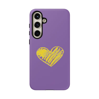 Yellow Heart, Purple Phone Case