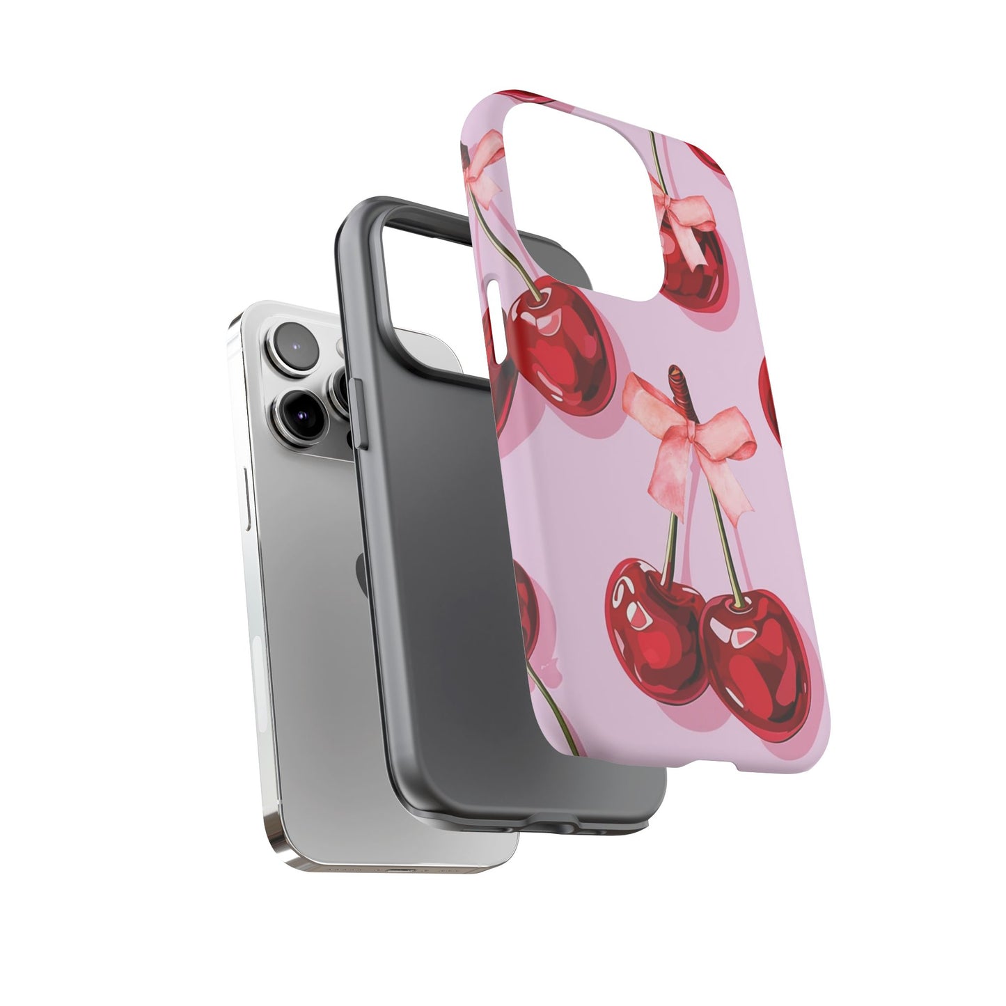 Cherry Ribbon Phone Cases for iPhone, Samsung Galaxy, and Google Pixel