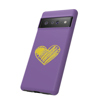 Yellow Heart, Purple Phone Case