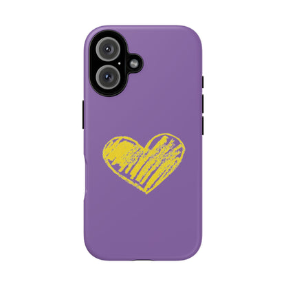 Yellow Heart, Purple Phone Case