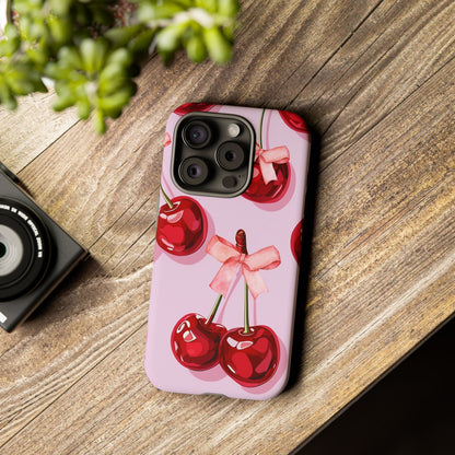 Cherry Ribbon Phone Cases for iPhone, Samsung Galaxy, and Google Pixel