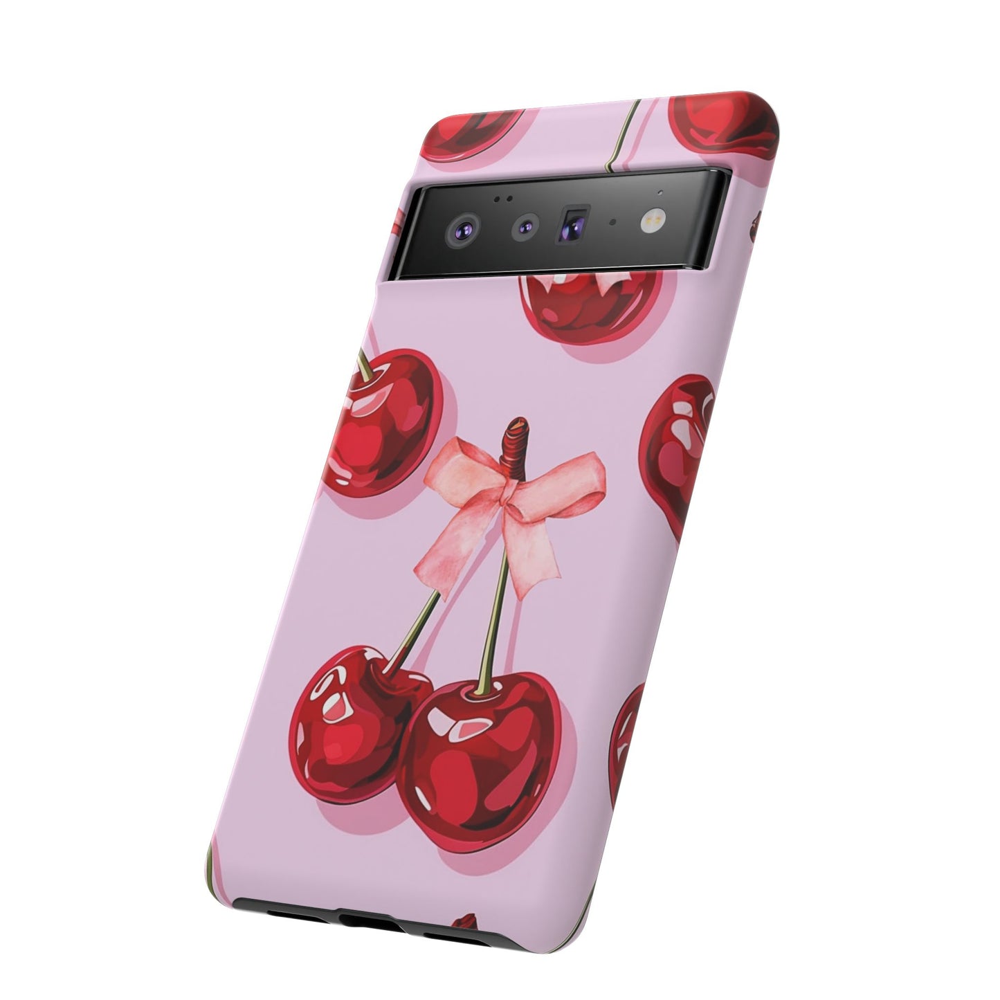 Cherry Ribbon Phone Cases for iPhone, Samsung Galaxy, and Google Pixel