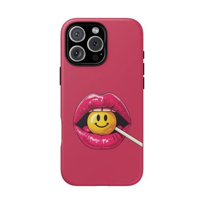 Lips & A Smiley Face Lollipop Phone Case