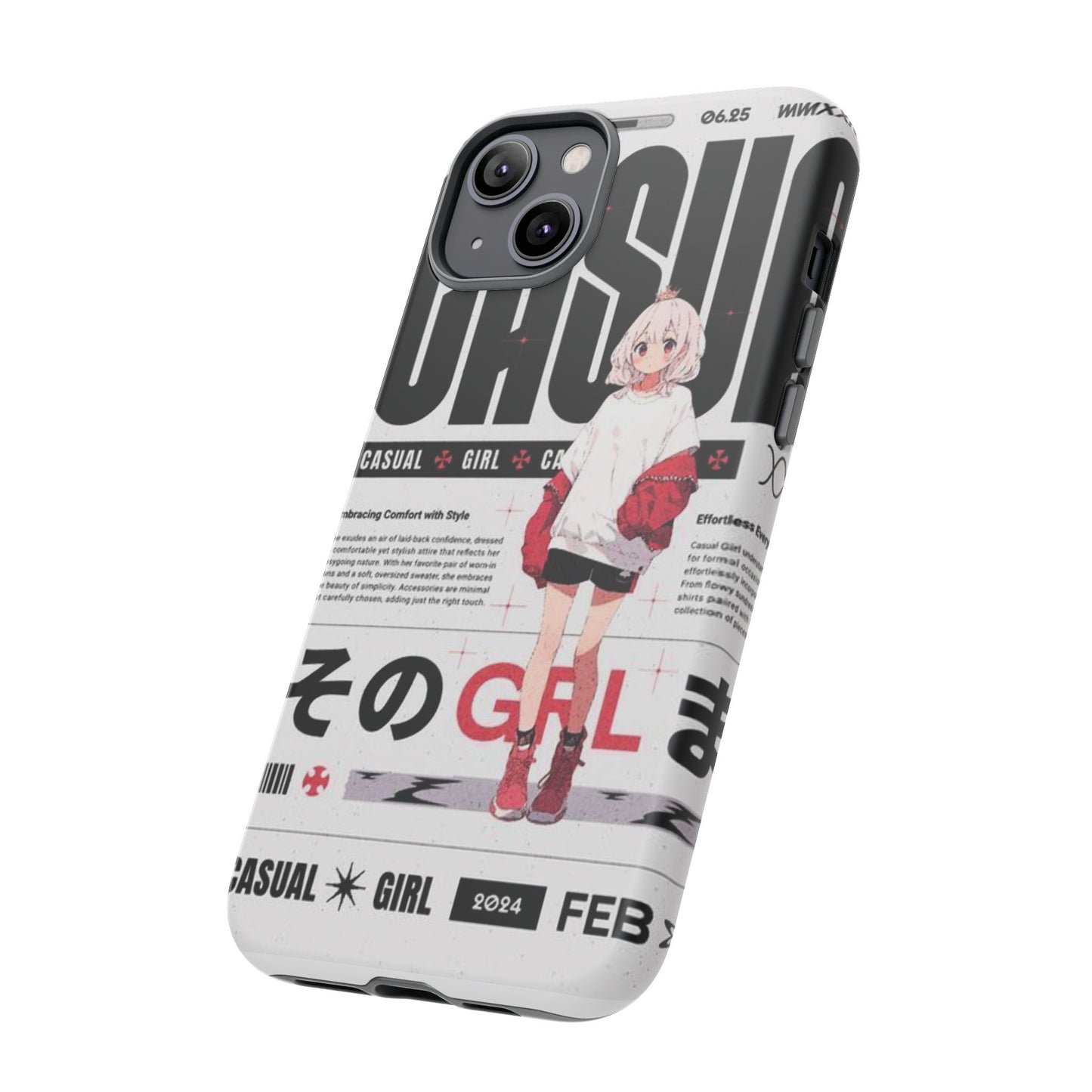 "Casual Girl" Anime Phone Cases for iPhone, Samsung Galaxy, and Google Pixel, Pick your size