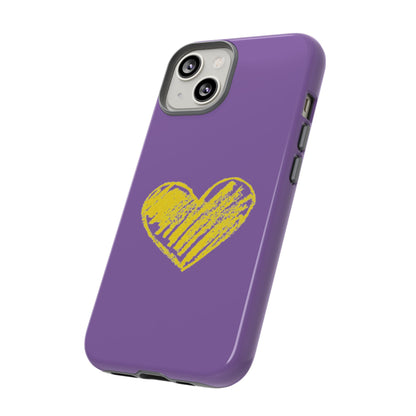 Yellow Heart, Purple Phone Case