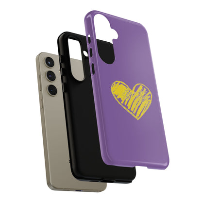 Yellow Heart, Purple Phone Case