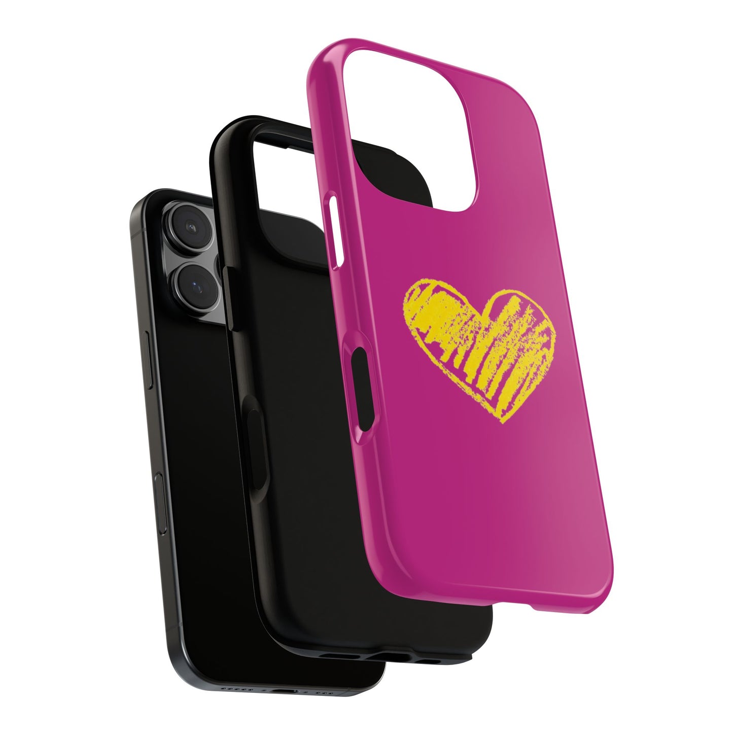 Yellow Heart, Pink Phone Case