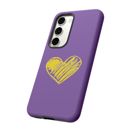 Yellow Heart, Purple Phone Case