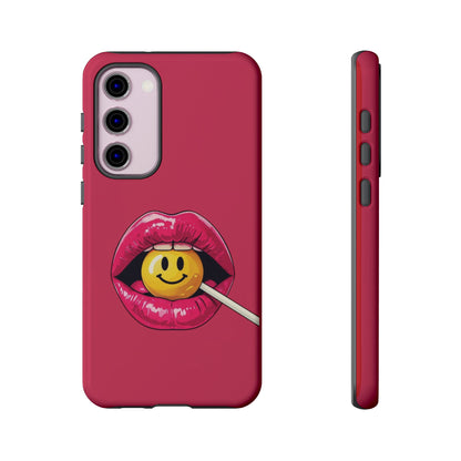 Lips & A Smiley Face Lollipop Phone Case