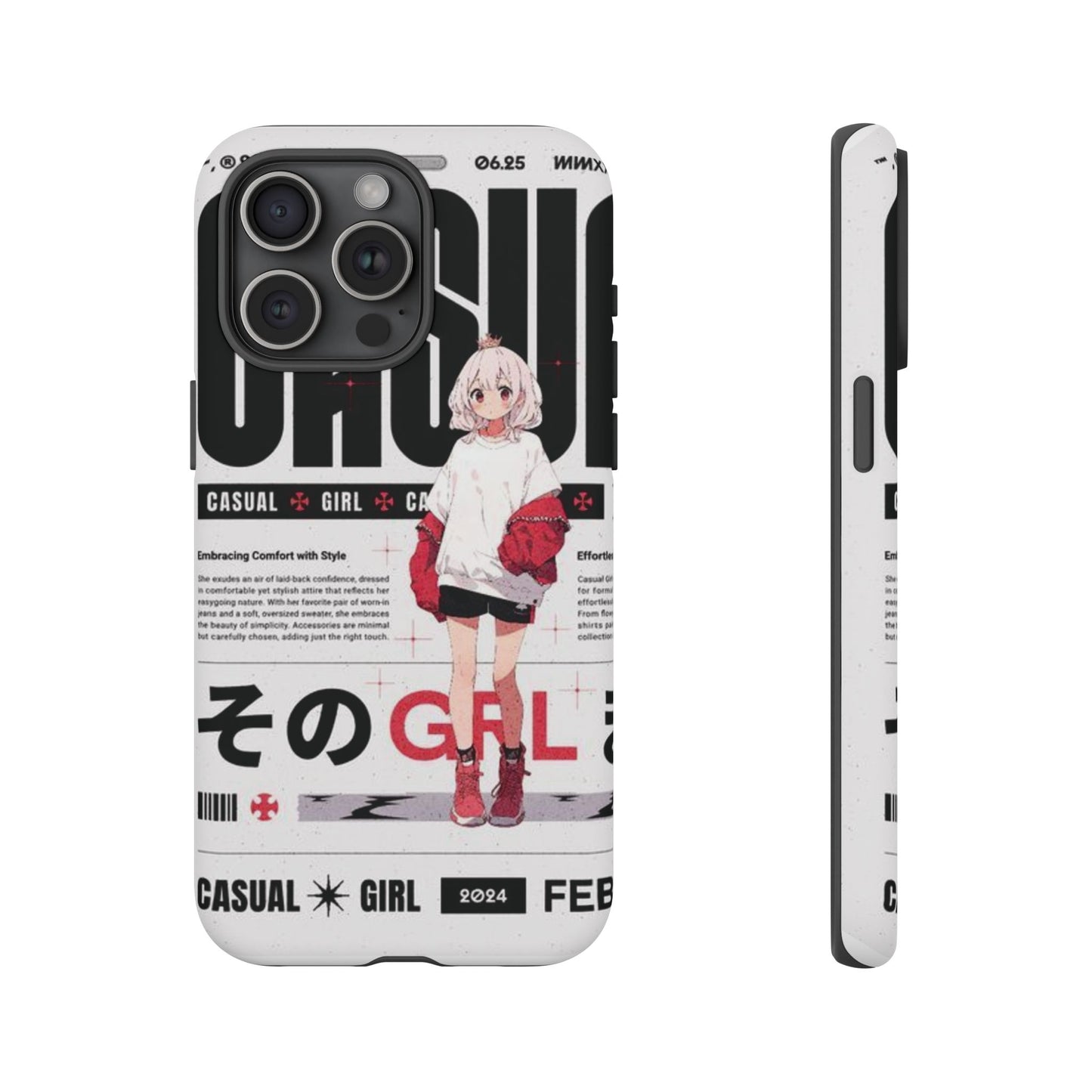 "Casual Girl" Anime Phone Cases for iPhone, Samsung Galaxy, and Google Pixel, Pick your size