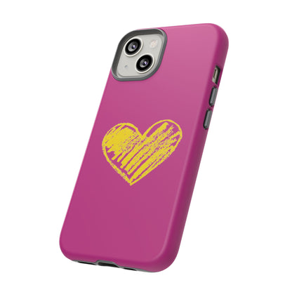 Yellow Heart, Pink Phone Case