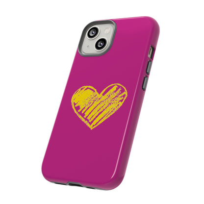 Yellow Heart, Pink Phone Case