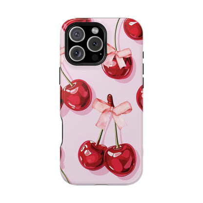 Cherry Ribbon Magnetic iPhone Caes - Durable, flexible, impact-resistant