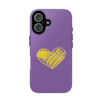 Yellow Heart, Purple Phone Case