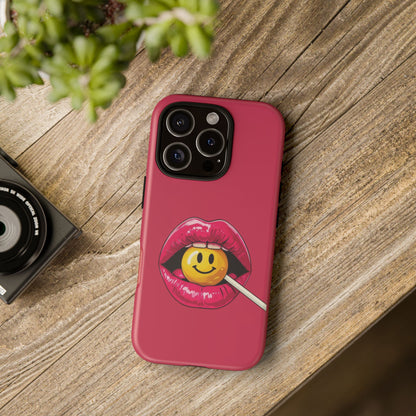 Lips & A Smiley Face Lollipop Phone Case