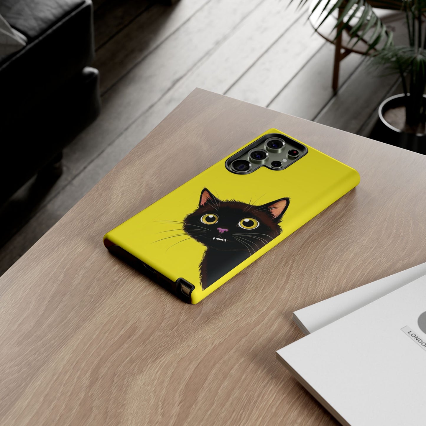 'Cute Cat' Yellow Phone Case