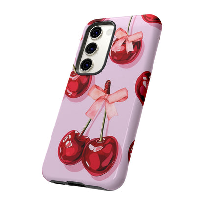 Cherry Ribbon Phone Cases for iPhone, Samsung Galaxy, and Google Pixel