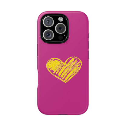 Yellow Heart, Pink Phone Case