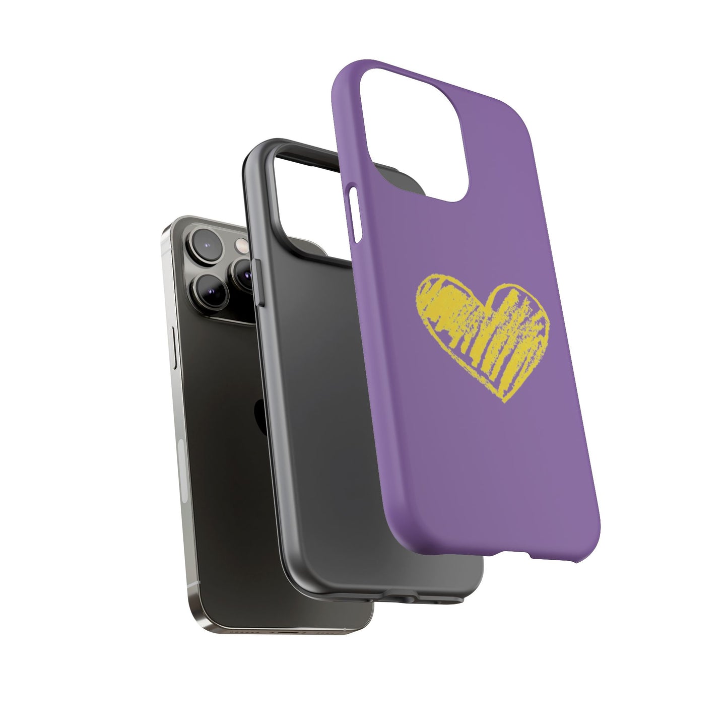 Yellow Heart, Purple Phone Case