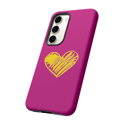 Yellow Heart, Pink Phone Case