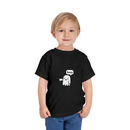 Cute Toddler Ghost Tee - 'Boo' Short Sleeve Shirt for Halloween