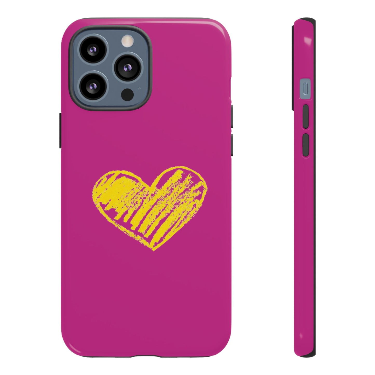 Yellow Heart, Pink Phone Case