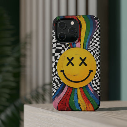 Colorful Smiley Face Magnetic Tough Case - Fun & Durable Phone Protection for iPhones