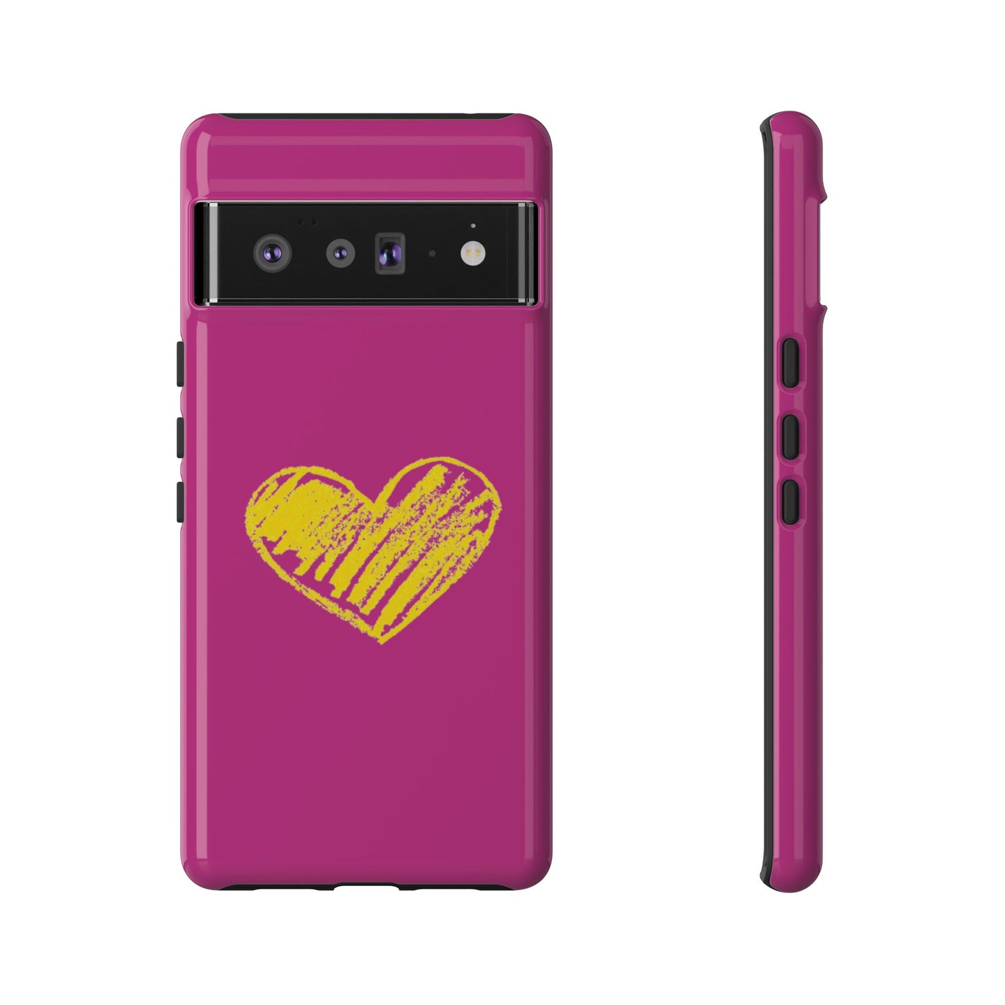 Yellow Heart, Pink Phone Case