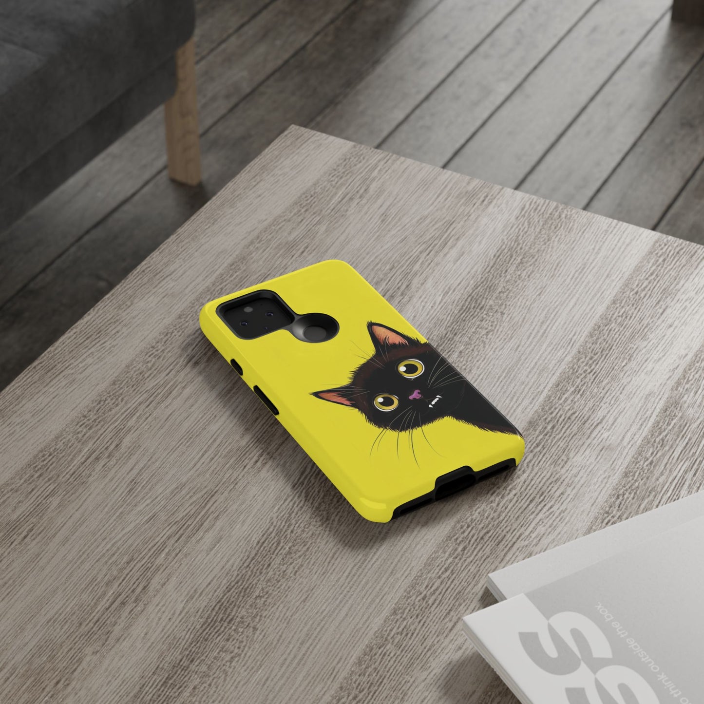 'Cute Cat' Yellow Phone Case