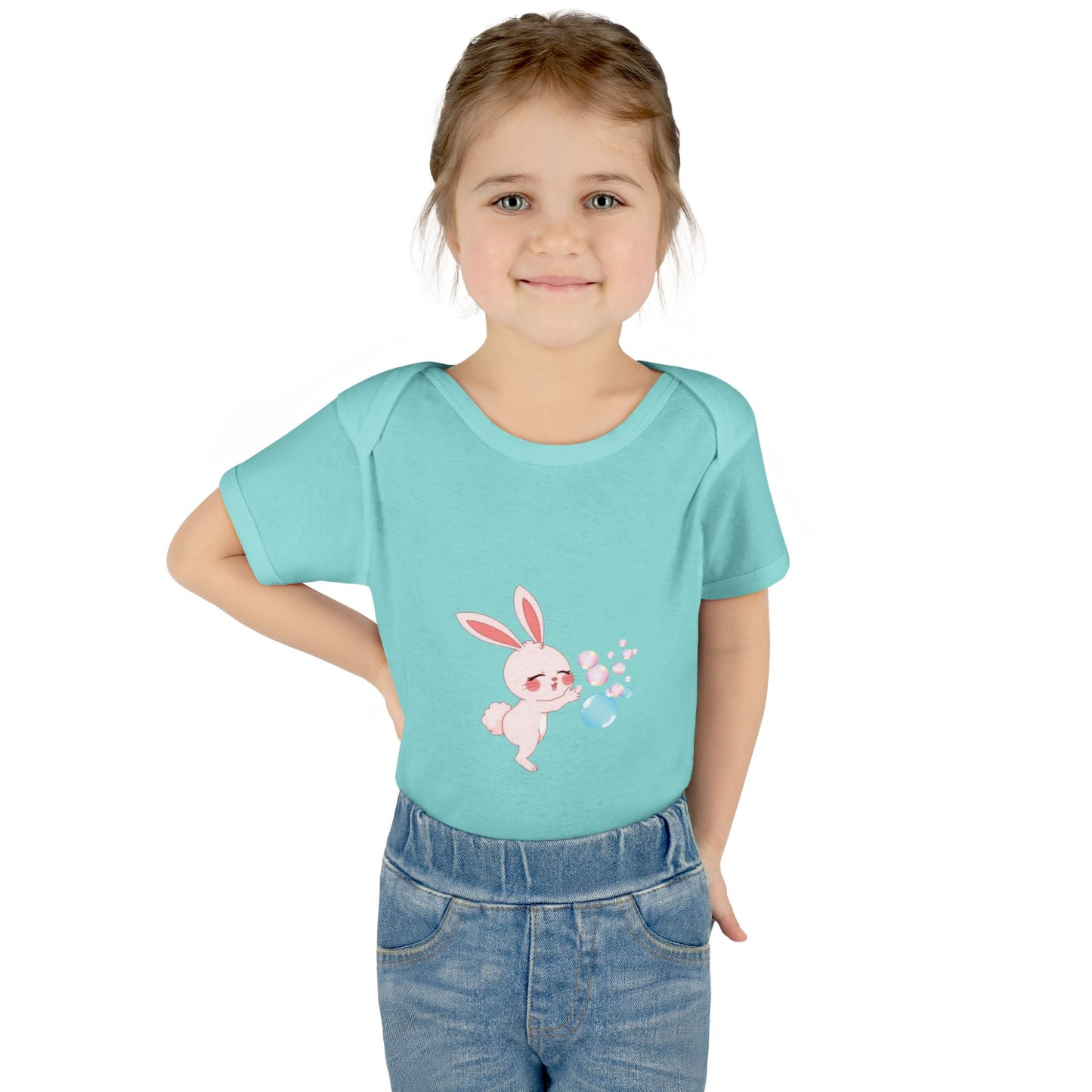 "Bunny Bubble", Infant Baby and Kid's Rib Bodysuit