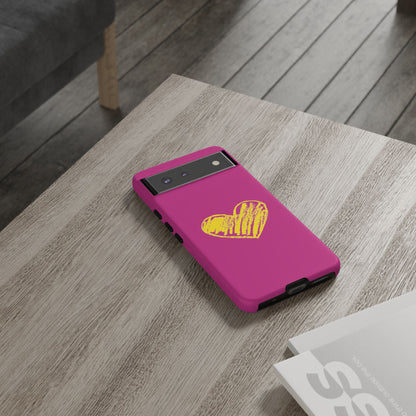 Yellow Heart, Pink Phone Case