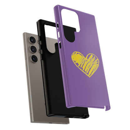 Yellow Heart, Purple Phone Case