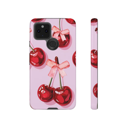 Cherry Ribbon Phone Cases for iPhone, Samsung Galaxy, and Google Pixel