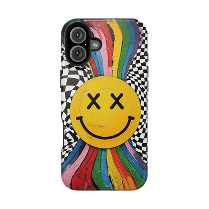 Colorful Smiley Face Magnetic Tough Case - Fun & Durable Phone Protection for iPhones