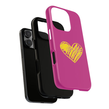 Yellow Heart, Pink Phone Case