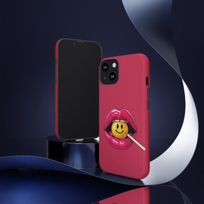 Lips & A Smiley Face Lollipop Phone Case