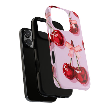 Cherry Ribbon Phone Cases for iPhone, Samsung Galaxy, and Google Pixel