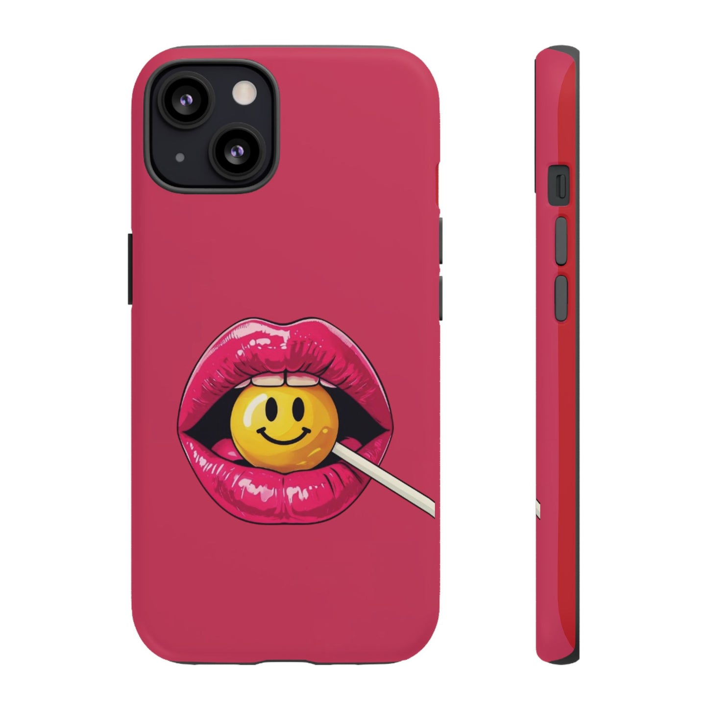 Lips & A Smiley Face Lollipop Phone Case