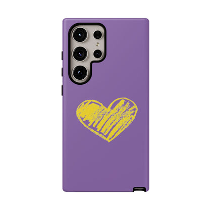 Yellow Heart, Purple Phone Case