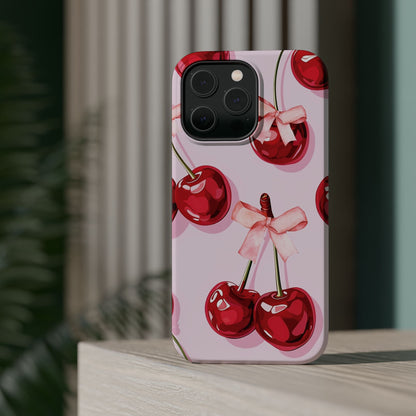 Cherry Ribbon Magnetic iPhone Caes - Durable, flexible, impact-resistant