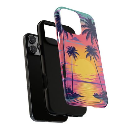 Sunset With Palm Trees Phone Case, Tough Cases, Pick your size, iPhone, Samsung Galaxy, Google Pixel