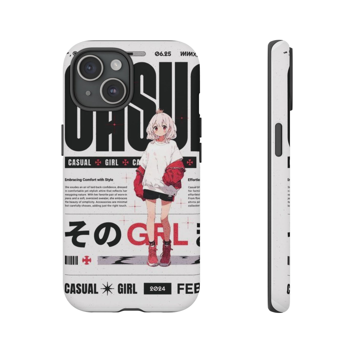 "Casual Girl" Anime Phone Cases for iPhone, Samsung Galaxy, and Google Pixel, Pick your size