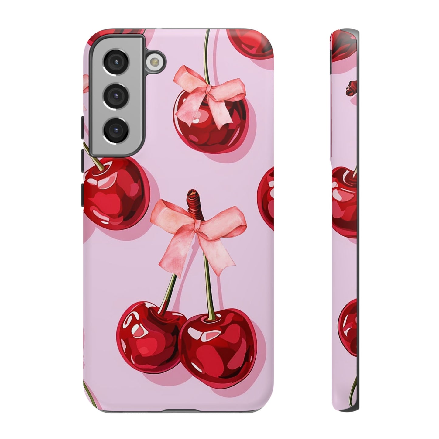 Cherry Ribbon Phone Cases for iPhone, Samsung Galaxy, and Google Pixel