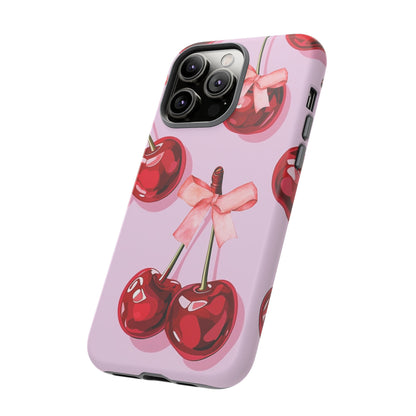 Cherry Ribbon Phone Cases for iPhone, Samsung Galaxy, and Google Pixel