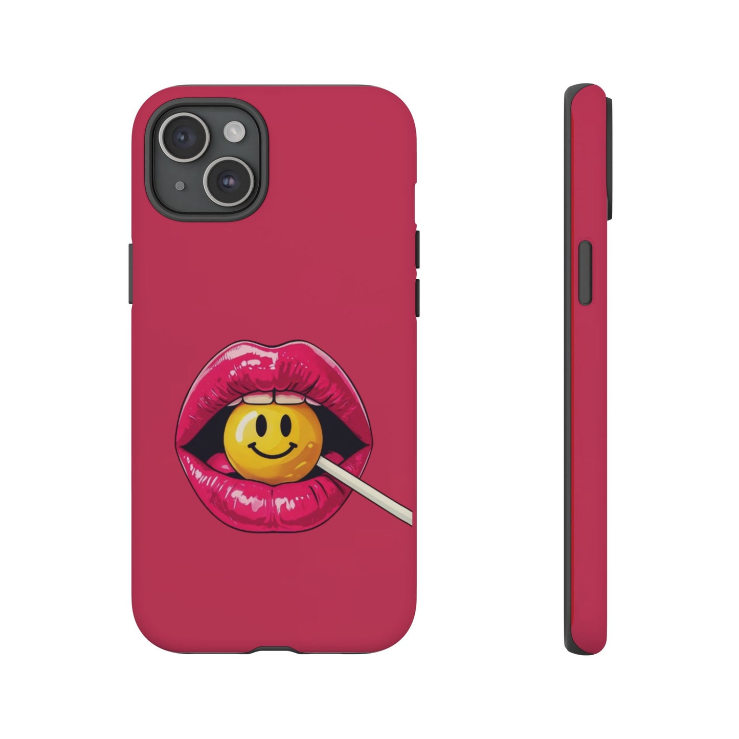 Lips & A Smiley Face Lollipop Phone Case