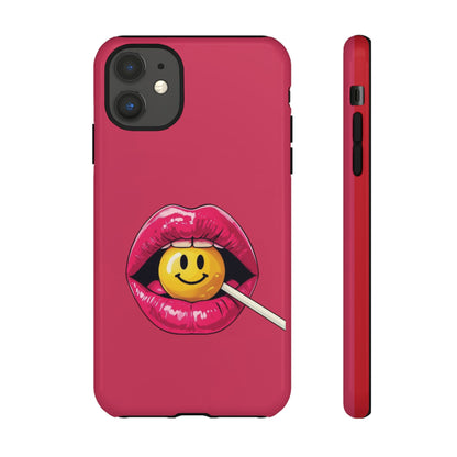 Lips & A Smiley Face Lollipop Phone Case